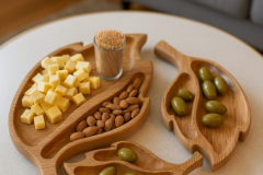 Serveerschotel set in bladvorm