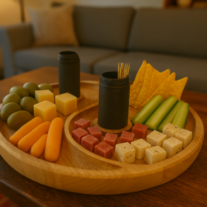 Luxe houten serveertray met vakken (Yin Yang)